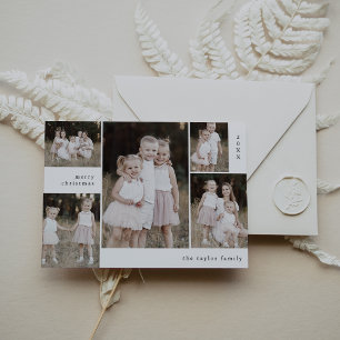Cartes Pour Fêtes Annuelles EMELIA Black Cute Modern Multi Photo Noël