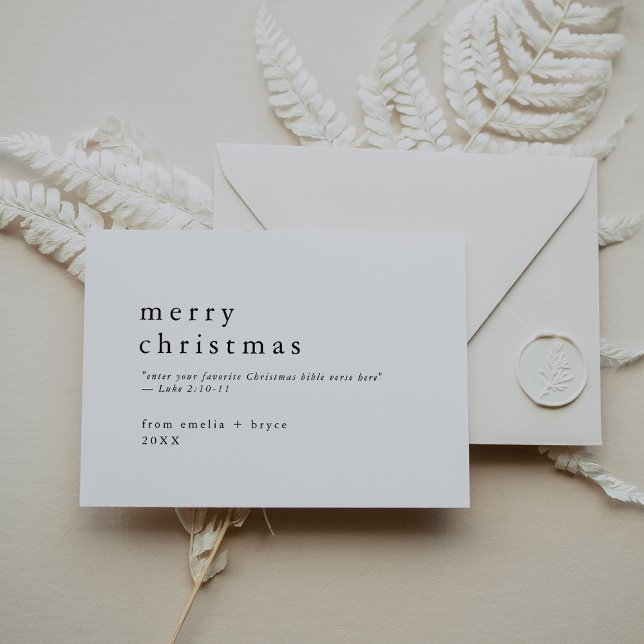 Cartes Pour Fêtes Annuelles EMELIA Black Easy Bible Verse Noël religieux (EMELIA Black Easy Bible Verse Religious Christmas Holiday Card)