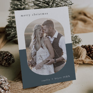 Cartes Pour Fêtes Annuelles EMELIA Bleu ovale Creative Photo de famille Noël