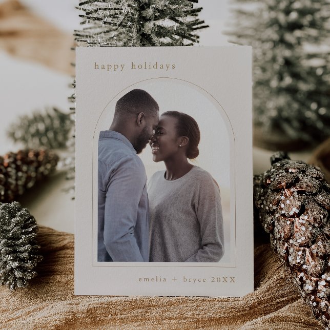 Cartes Pour Fêtes Annuelles EMELIA Gold Happy Holidays Cute Family Photo (EMELIA Gold Happy Holidays Cute Family Photo Holiday Card)