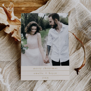 Cartes Pour Fêtes Annuelles EMELIA Gold Simple Family Photo Joyeux Noël