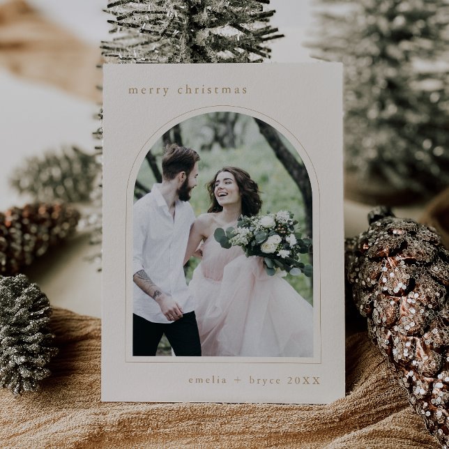 Cartes Pour Fêtes Annuelles EMELIA Gold Unique Arch Famille Photo Noël (EMELIA Gold Unique Arch Family Photo Christmas Holiday Card)