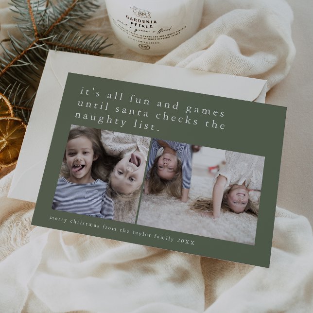 Cartes Pour Fêtes Annuelles EMELIA Green Hilarious Photo Funny Noël (EMELIA Green Hilarious Photo Funny Christmas Holiday Card)
