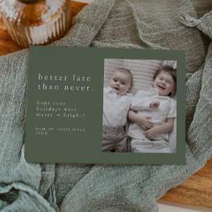 Cartes Pour Fêtes Annuelles EMELIA Green New Years Photo Fin de Noël drôle