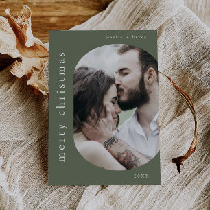 Cartes Pour Fêtes Annuelles EMELIA Green Picture Family Photo Joyeux Noël
