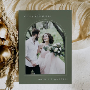 Cartes Pour Fêtes Annuelles EMELIA Green Unique Arch Famille Photo Noël