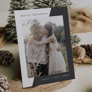 Cartes Pour Fêtes Annuelles EMELIA Grey Unique Minimal Photo Famille Noël