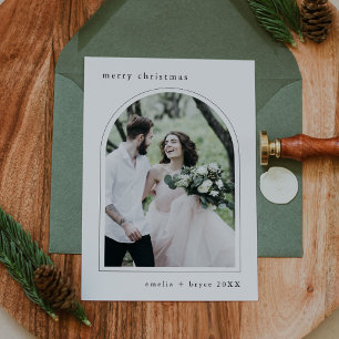 Cartes Pour Fêtes Annuelles EMELIA Noir Arc Unique Famille Photo Noël