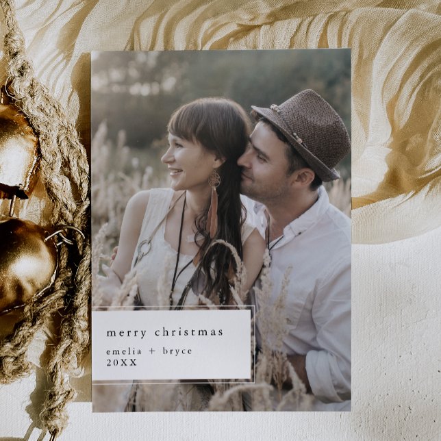 Cartes Pour Fêtes Annuelles EMELIA Noir imprimable mignon photo unique Noël (EMELIA Black Printable Cute Unique Photo Christmas Holiday Card)