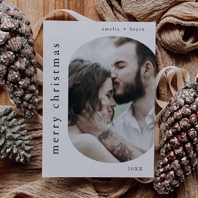 Cartes Pour Fêtes Annuelles EMELIA Photo de famille Black Photo Joyeux Noël (EMELIA Black Picture Family Photo Merry Christmas Holiday Card)