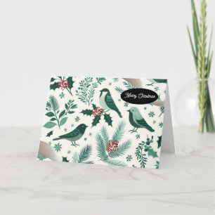 Cartes Pour Fêtes Annuelles Emerald Green Holiday Birds and Boughs
