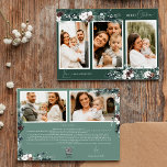 Cartes Pour Fêtes Annuelles Emerald Greenery Vintage Cinq photos Collage<br><div class="desc">Bienvenue dans notre enchanteresse Emerald Greenery Vintage Five Photo Collage Holiday Card design, où le charme vintage et l'élégance moderne. Cette conception est composée d'une végétation d'aquarelle complexe et d'une calligraphie subtilement élégante avec une typographie simple, capturant l'essence de l'esprit traditionnel et rustique cottage core. Avec une touche de rétro...</div>