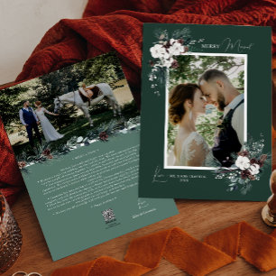 Cartes Pour Fêtes Annuelles Emerald Greenery Vintage Merry Marié Portrait