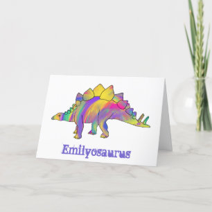 Cartes Pour Fêtes Annuelles Emily osaurus Stegosaurus dinosaure coloré Art