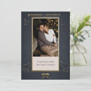 Cartes Pour Fêtes Annuelles Emmanuel Dieu Avec Nous Cadre Photo de Famille Élé