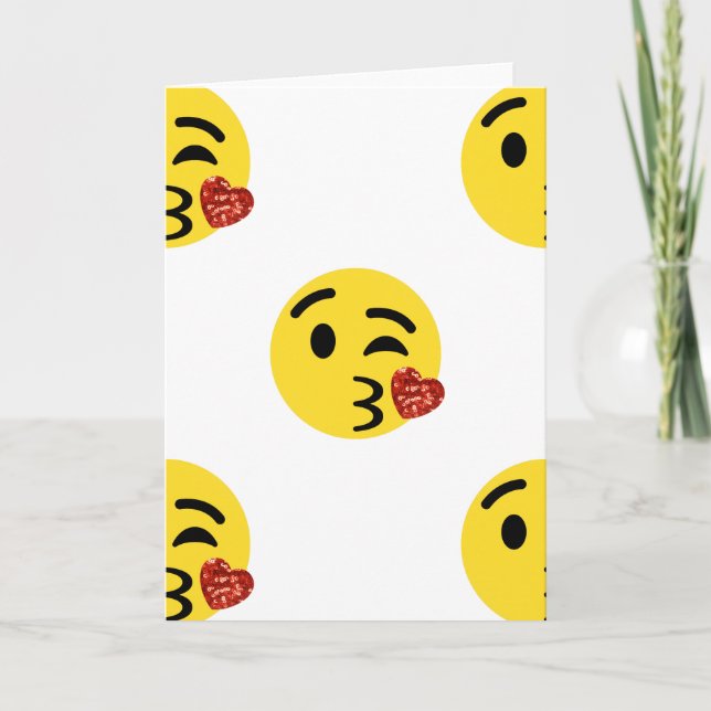 Cartes Pour Fêtes Annuelles emoji de baiser de parties scintillantes (Devant)
