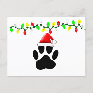Cartes Pour Fêtes Annuelles Empreinte de chien Santa Hat lumières de Noël