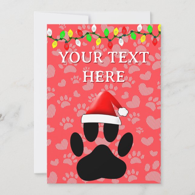 Cartes Pour Fêtes Annuelles Empreinte de chien Santa Hat lumières de Noël (Devant)