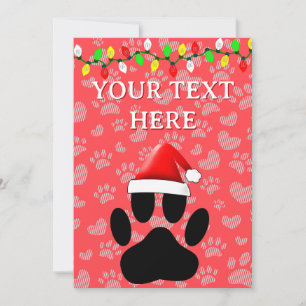 Cartes Pour Fêtes Annuelles Empreinte de chien Santa Hat lumières de Noël