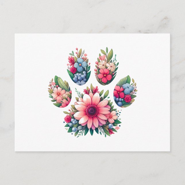 Cartes Pour Fêtes Annuelles Empreinte de patte floral (Devant)
