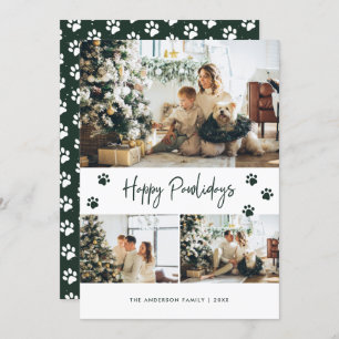 Cartes Pour Fêtes Annuelles Empreinte de patte Photo Collage Happy Pawlidays G