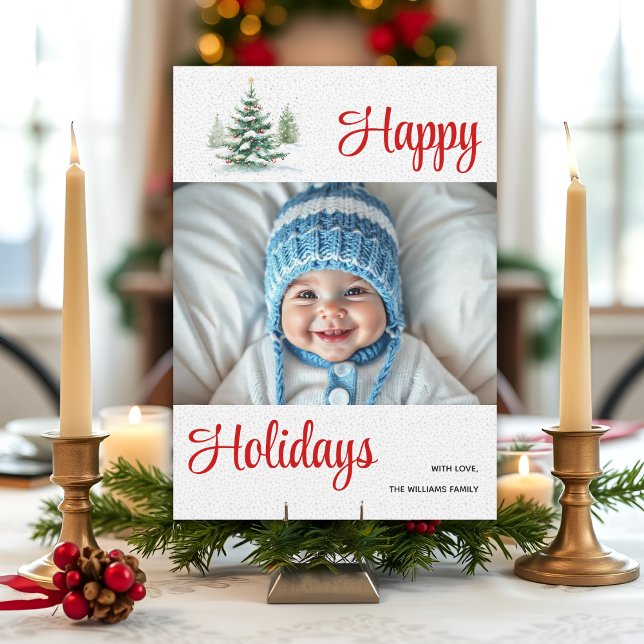 Cartes Pour Fêtes Annuelles En plein air sapin de Noël Happy Holidays photo (Créateur téléchargé)