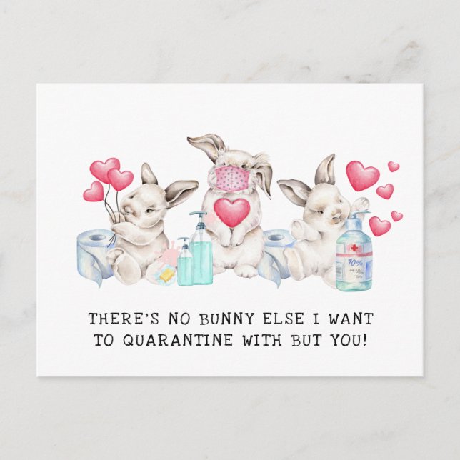 Cartes Pour Fêtes Annuelles En Quarantaine Avec Vous | Cute Valentine Bunnies (Devant)