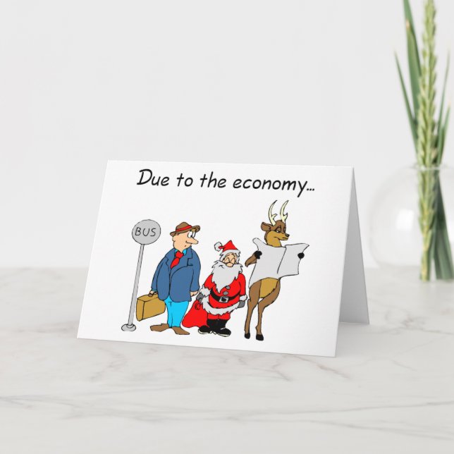 Cartes Pour Fêtes Annuelles En Raison De L'Économie Père Noël (Devant)