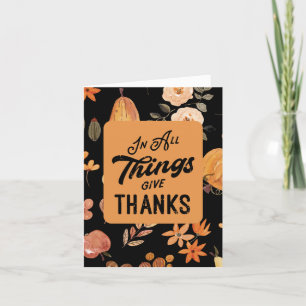 Cartes Pour Fêtes Annuelles "En Toutes Choses Remercient" Thanksgiving
