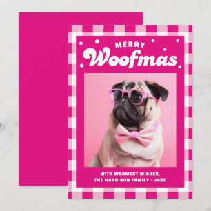 Cartes Pour Fêtes Annuelles En vichy Motif mignon Merry Woofmas
