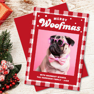 Cartes Pour Fêtes Annuelles En vichy Motif mignon Merry Woofmas