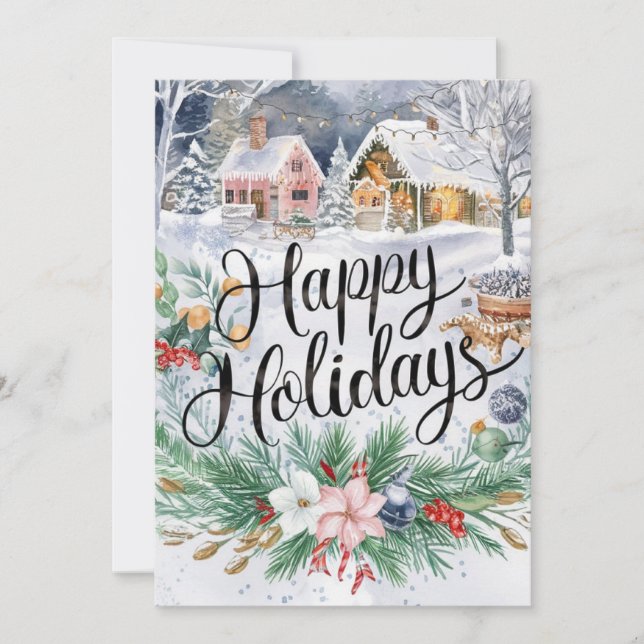 Cartes Pour Fêtes Annuelles Enchanted Petit Cadeau Happy Hiver (Devant)