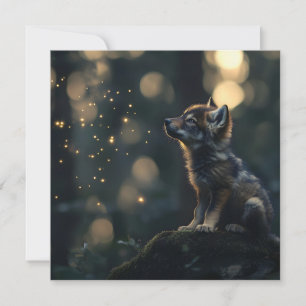 Cartes Pour Fêtes Annuelles Enchanter le loup de bébé observer les lucioles