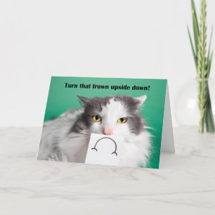 Cartes Pour Fêtes Annuelles Encouragement Drôle Chat Avec Frown