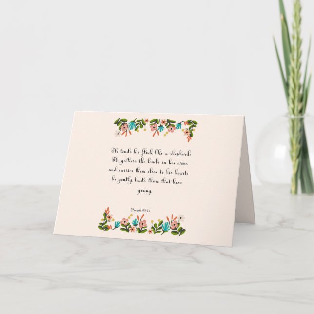 Cartes Pour Fêtes Annuelles encouraging Bible Verses Art - Isaiah 40:11 (Devant)