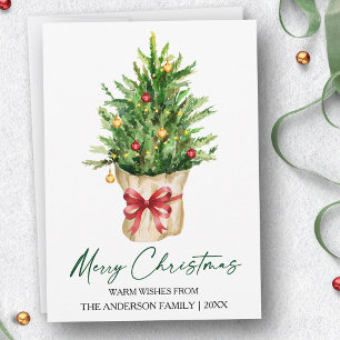 Cartes Pour Fêtes Annuelles Encre de calligraphie aquarelle pin noël rouge rub