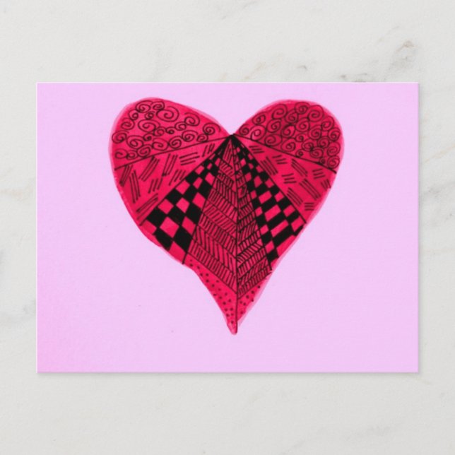 Cartes Pour Fêtes Annuelles Encre rouge Valentine Coeur sur arrière - plan ros (Devant)