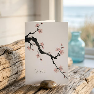 Cartes Pour Fêtes Annuelles Encre Sumi-E   Fleur de Cerisier   Douce Fête des 