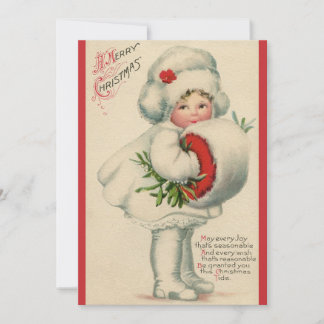 Cartes Pour Fêtes Annuelles Enfant de Noël victorien vintage avec Mistletoe