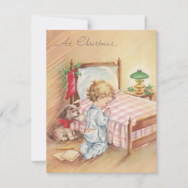 Cartes Pour Fêtes Annuelles Enfant de Noël Vintage (Devant)