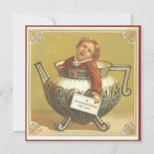 Cartes Pour Fêtes Annuelles Enfant De Noël Vintage En Thé