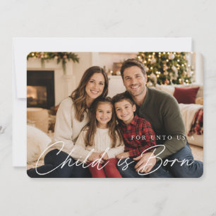 Cartes Pour Fêtes Annuelles Enfant Est Né Photo De Noël Verset De La Bible