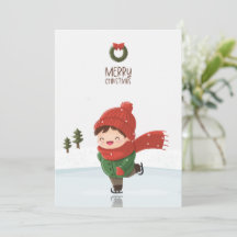 Enfant faisant du patin à glace à Noël