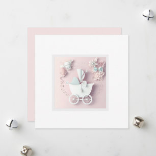 Cartes Pour Fêtes Annuelles Enfant fille rose 3d Effet