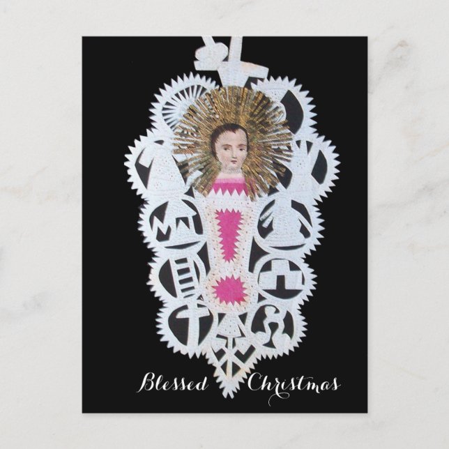 Cartes Pour Fêtes Annuelles Enfant Jésus, Antique Papier de Noël Carture (Devant)