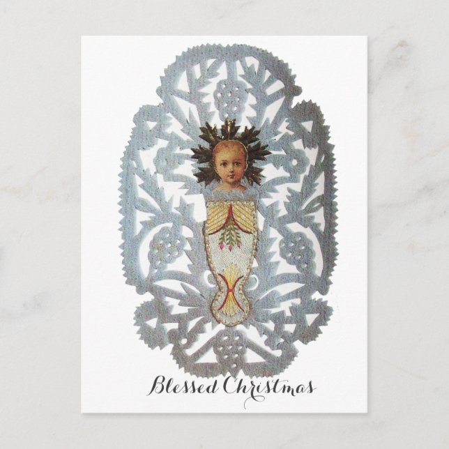 Cartes Pour Fêtes Annuelles Enfant Jésus, Antique Papier de Noël Carture (Devant)