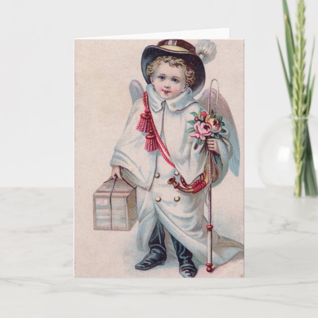 Cartes Pour Fêtes Annuelles Enfant victorien Sweet Angel garçon Noël (Devant)