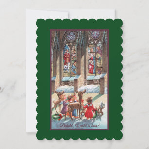 Cartes Pour Fêtes Annuelles Enfants à la fenêtre de l'église de Noël