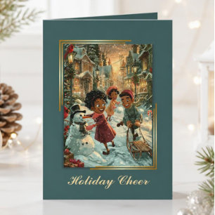 Cartes Pour Fêtes Annuelles Enfants afro-américains vintage jouant dans la nei