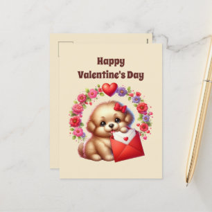 Cartes Pour Fêtes Annuelles Enfants chiot Heureuse Sainte-Valentin mignon